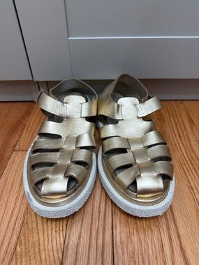 Officine Creative / 9 / Designer Luxury Gold Metallic Leather Fisherman Sandals